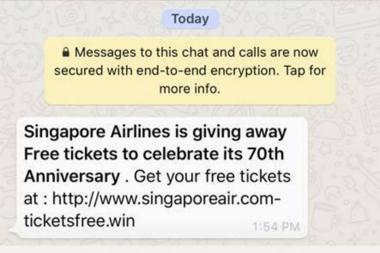 whatsapp scam example singapore airlines